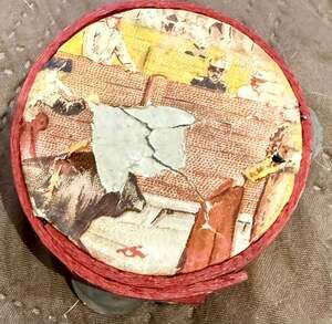 Vintage Miniature Wooden Tambourine with Matador Bullfight Scene Art